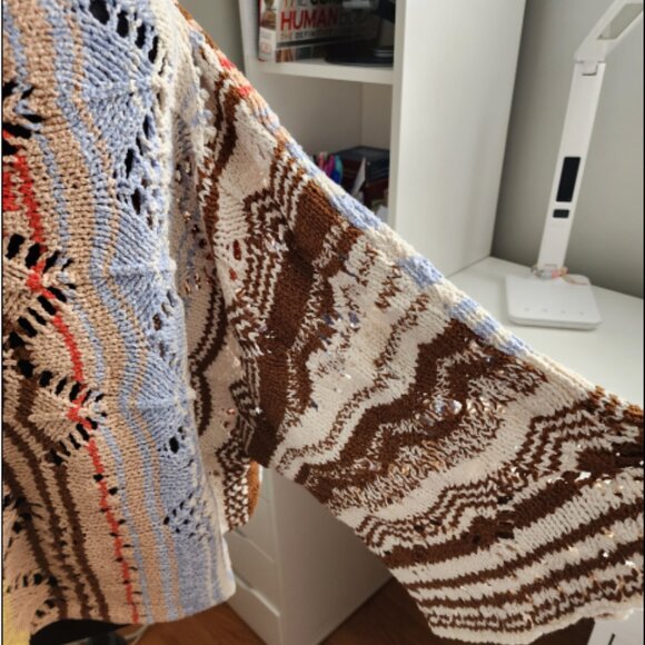 Free People Coral Reef Cropped Open Knit Pullover NWT XL - Picture 7 of 11